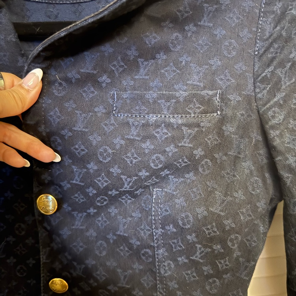Authentic Louis Vuitton Navy Blue Monogram Jacquard Denim - Picture 3 of 11